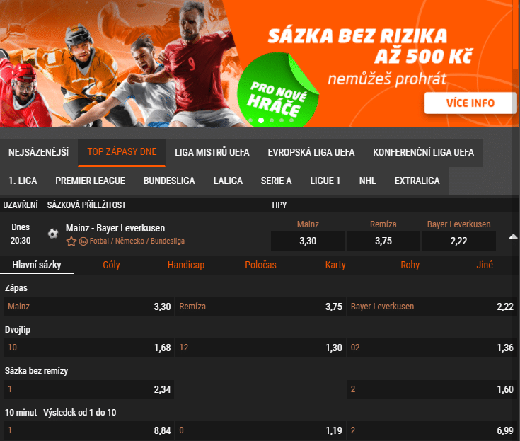 Dostupné sporty Promo kód synottip